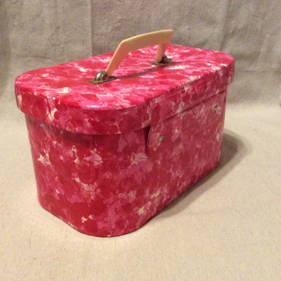 VTG MID CENTURY SPLATTER VINYL MAKE UP TRAIN CASE - Picture 2 of 7